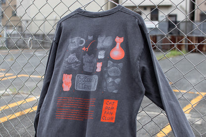 【送料込み】futou original "CAT POP FAN CLUB" L/S Tシャツ フェードグレー
