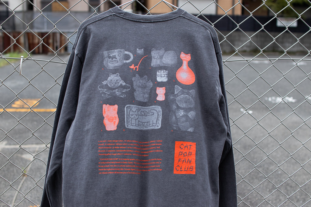 【送料込み】futou original "CAT POP FAN CLUB" L/S Tシャツ フェードグレー
