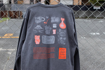 【送料込み】futou original "CAT POP FAN CLUB" L/S Tシャツ フェードグレー