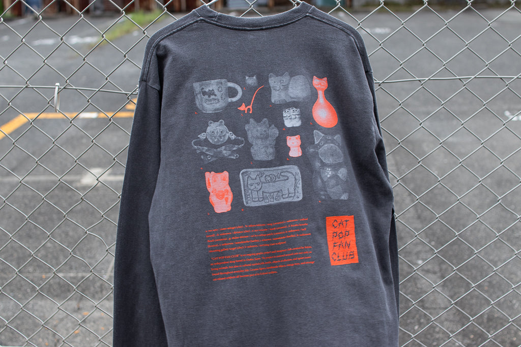 【送料込み】futou original "CAT POP FAN CLUB" L/S Tシャツ フェードグレー