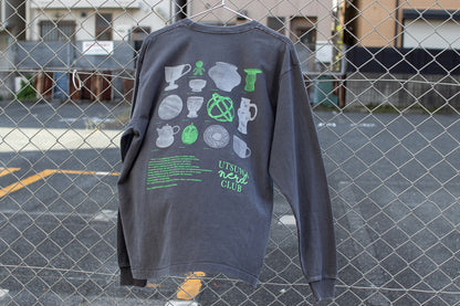 【送料込み】futou original "UTSUWA NERD CLUB" L/S Tシャツ フェードグレー