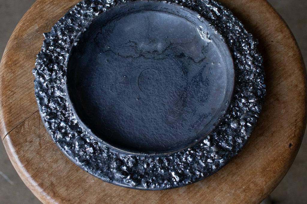 野中麟太郎 / 石の皿 ブラック 小 19cm