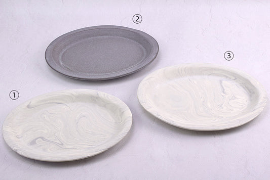 Baume / Marble Oval Plate S Gray