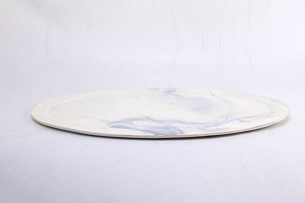 うつわボーメ / マーブル リム オーバル皿 板皿 L 白 グレー