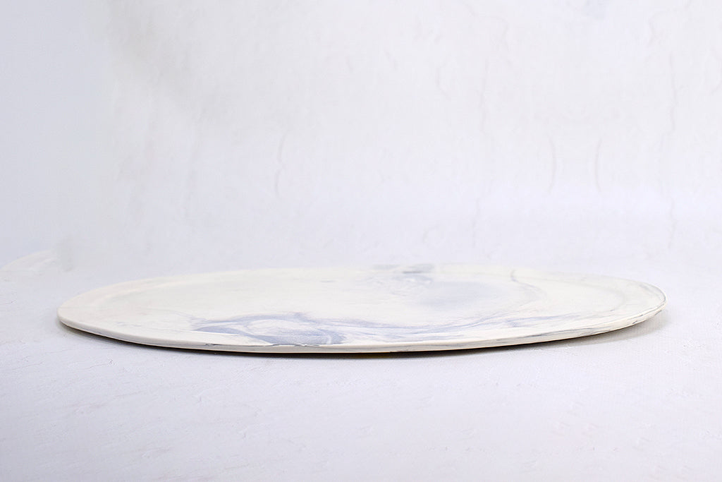 うつわボーメ / マーブル リム オーバル皿 板皿 L 白 グレー