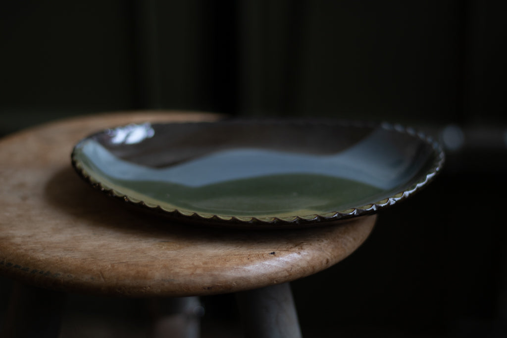 Yoshinari Sagawa / Oval plate (green)