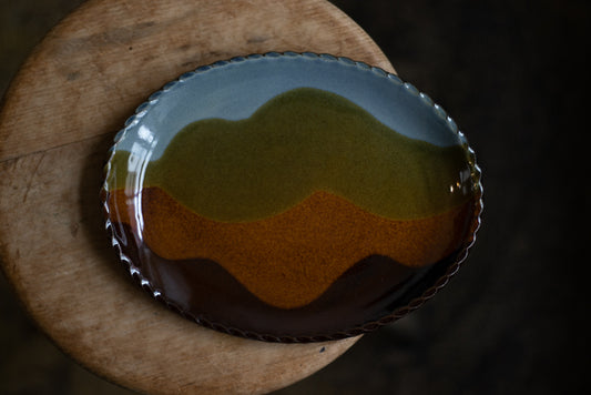 佐川義乱 / オーバル皿(ブルー系)