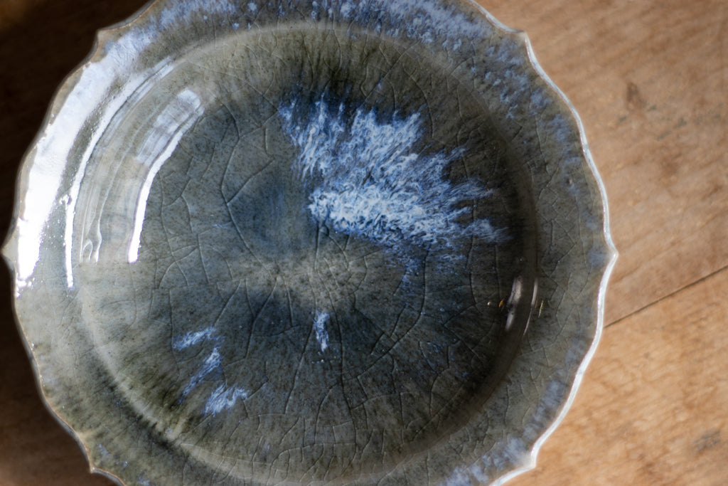 Toru Murasawa / Ryoka small plate, blue ash glaze