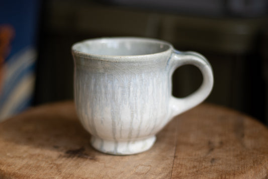 Toru Murasawa / Mug, gray glaze, light blue, with high ground