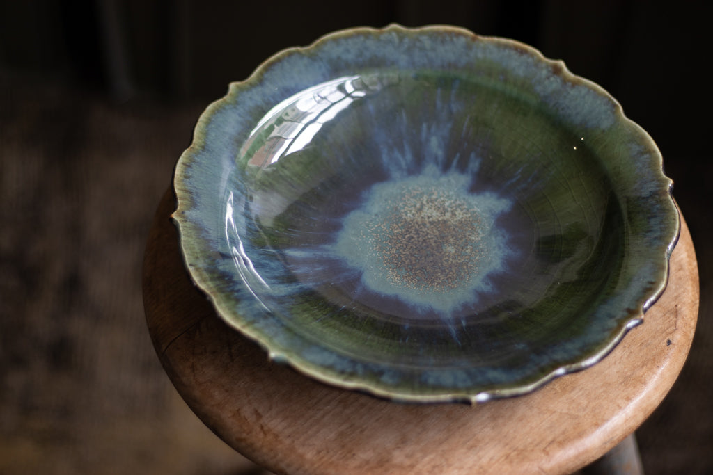 Toru Murasawa / Ryohana platter 8 inches green glitter pottery pottery mail order