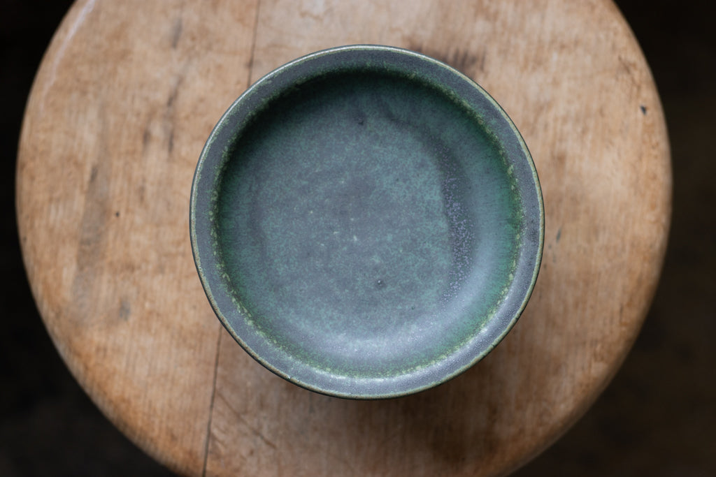 yoshida pottery / 高杯皿 さびいろうぐいす